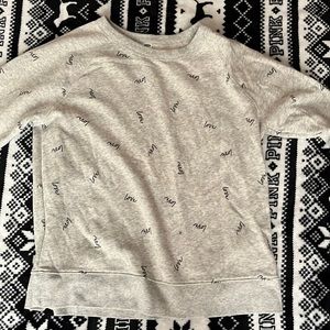 Grey long sleeve love shirt from old navy